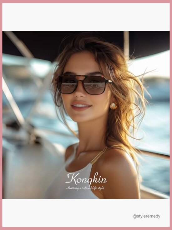 Polarized Retro Aviator Sunglasses with UV Protection main image 5